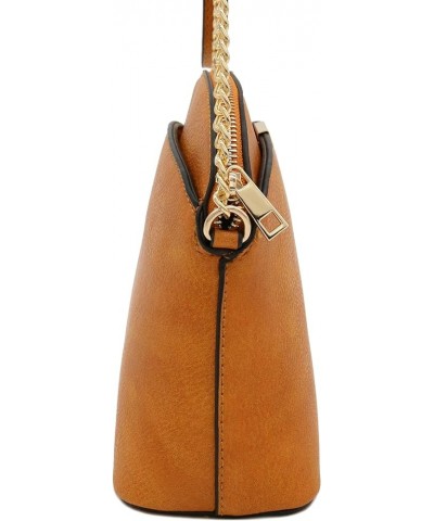 Faux Leather Small Dome Crossbody bag with Chain Strap Dark Mustard $14.28 Crossbody Bags