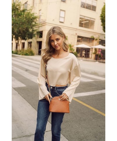 Faux Leather Small Dome Crossbody bag with Chain Strap Dark Mustard $14.28 Crossbody Bags