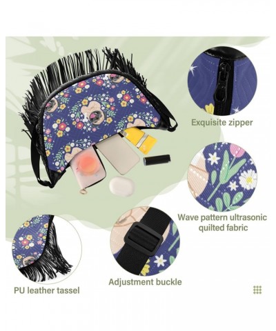 Cute Pug Dog and Flowers Crossbody Bag for Women Fringe Shoulder Bag with Adjustable Strap $14.30 Crossbody Bags