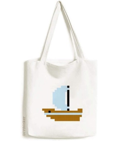 Summer Sail Ship Sea Pixel Tote Canvas Bag Shopping Satchel Casual Handbag $15.19 Totes