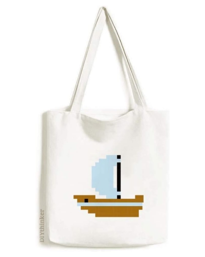 Summer Sail Ship Sea Pixel Tote Canvas Bag Shopping Satchel Casual Handbag $15.19 Totes