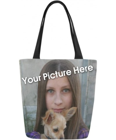 NICTIMEID Custom Womens Tote Bag Handbag Top Handle Bag Desing Your Own Picture or Name Canvas Tote Bag $10.35 Totes