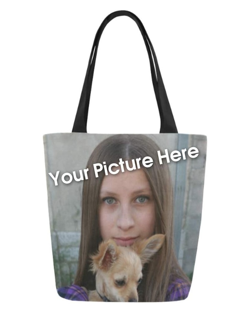 NICTIMEID Custom Womens Tote Bag Handbag Top Handle Bag Desing Your Own Picture or Name Canvas Tote Bag $10.35 Totes