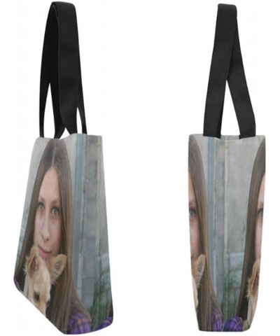 NICTIMEID Custom Womens Tote Bag Handbag Top Handle Bag Desing Your Own Picture or Name Canvas Tote Bag $10.35 Totes