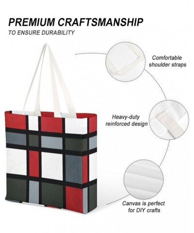 Red Gray Black White Geometric CanvasTote Bag for Women Girl Canvas Shoulder Handbags Cute Large Purse $15.07 Totes