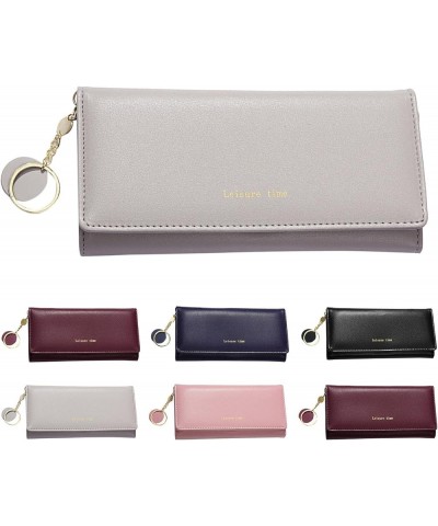 Women Wallet Purse Handbag Long Wallet Large Capacity Wallet Solid Color Fashionable New Pattern Case (Grey, One Size) Black ...