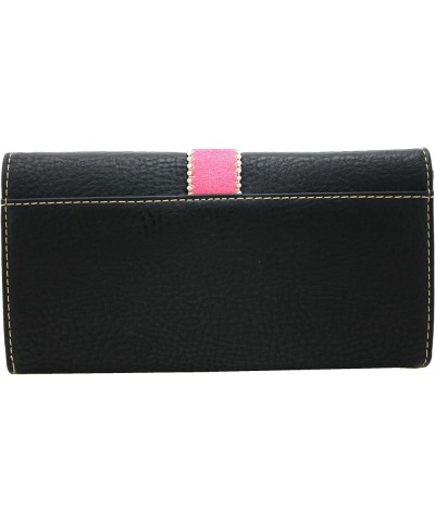 Western Women Trifold Wallet Rhinestone Bling Buckle Black/Fuchsia $12.53 Wallets