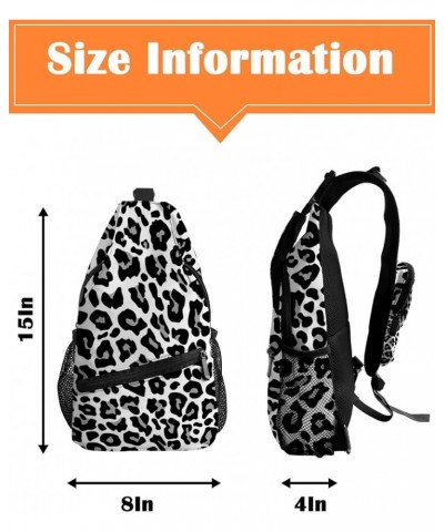 Sling Bag Crossbody Bag for Women Men Black and White Animal Leopard Print Waterproof Hiking Backpack Lightweight Chest Shoul...