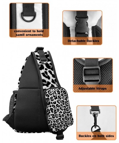 Sling Bag Crossbody Bag for Women Men Black and White Animal Leopard Print Waterproof Hiking Backpack Lightweight Chest Shoul...