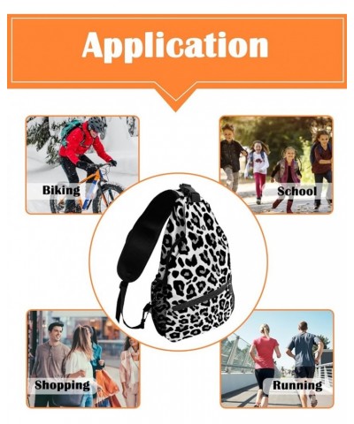 Sling Bag Crossbody Bag for Women Men Black and White Animal Leopard Print Waterproof Hiking Backpack Lightweight Chest Shoul...