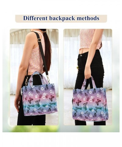 Women Butterfly Flower Corduroy Tote Bag Casual Handbags Fashion Shoulder Hobo bag $10.04 Totes