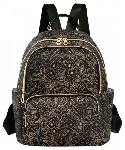 Fashion Backpack Mini Backpack Purse Casual Daily Backpack Golden Mandala Lotus Boho for Travel for College Work Medium $21.2...