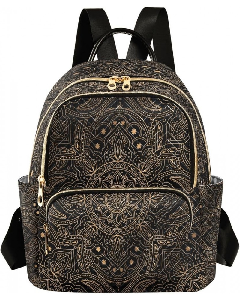 Fashion Backpack Mini Backpack Purse Casual Daily Backpack Golden Mandala Lotus Boho for Travel for College Work Medium $21.2...