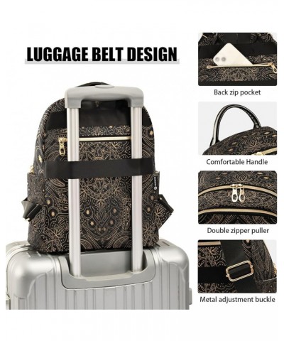 Fashion Backpack Mini Backpack Purse Casual Daily Backpack Golden Mandala Lotus Boho for Travel for College Work Medium $21.2...