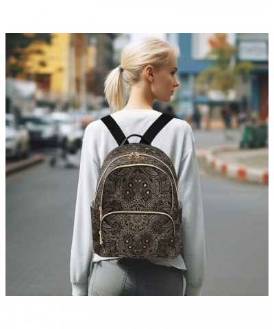 Fashion Backpack Mini Backpack Purse Casual Daily Backpack Golden Mandala Lotus Boho for Travel for College Work Medium $21.2...