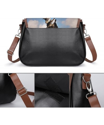 Printed Leather Crossbody Bags Women Shoulder Messenger Bags Designer Satchels Marble Black And White Color9 $18.48 Hobo Bags