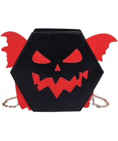 Fashion Pumpkin Crossbody Bag Halloween Devil Shoulder Bag for Women with Funny Bat Wing Design Black $10.11 Shoulder Bags