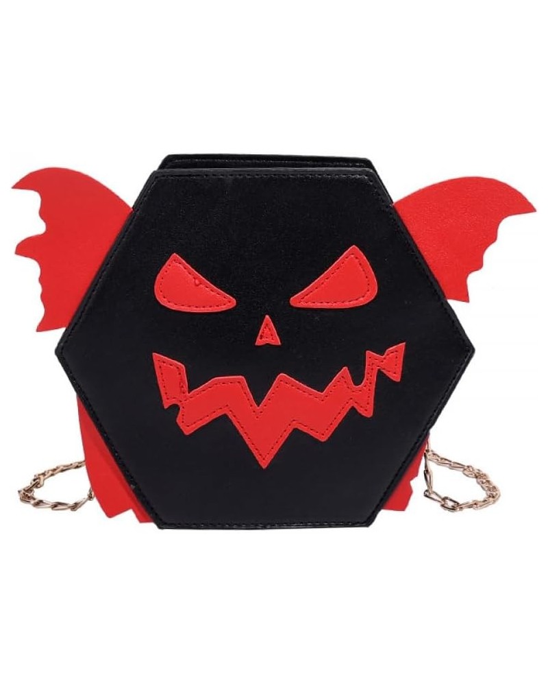 Fashion Pumpkin Crossbody Bag Halloween Devil Shoulder Bag for Women with Funny Bat Wing Design Black $10.11 Shoulder Bags