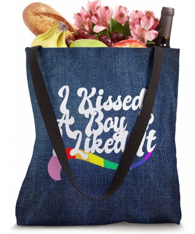 I KISSED A BOY & I LIKED IT gay PRIDE queer homo LGBTQ+ love Tote Bag $11.34 Totes