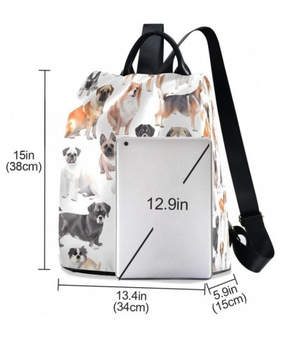 Dog Breeds Women Purse Backpack Anti-Theft for Fashion Bag Travel Back Pack Rucksack Shoulder Bag $24.35 Backpacks