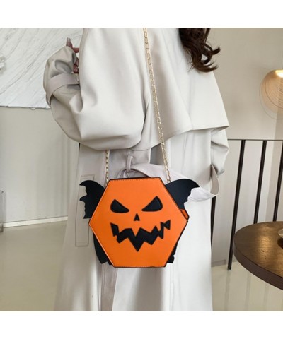 Fashion Pumpkin Crossbody Bag Halloween Devil Shoulder Bag for Women with Funny Bat Wing Design Black $10.11 Shoulder Bags