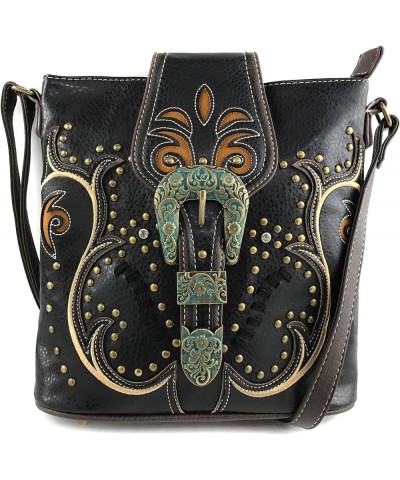 Patina Girl Western Bronze Floral Buckle Conceal Carry Handbag Purse Tote and Strap Wallet Black Messenger Only $31.56 Should...