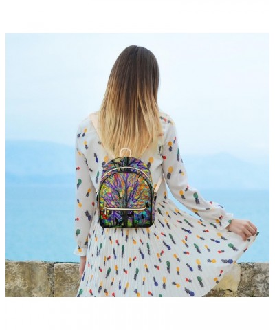 Colorful Tree Bird Backpack Purse for Women PU Leather Lightweight Ladies Shoulder Fashion Satchel Bags Travel Casual Daypack...