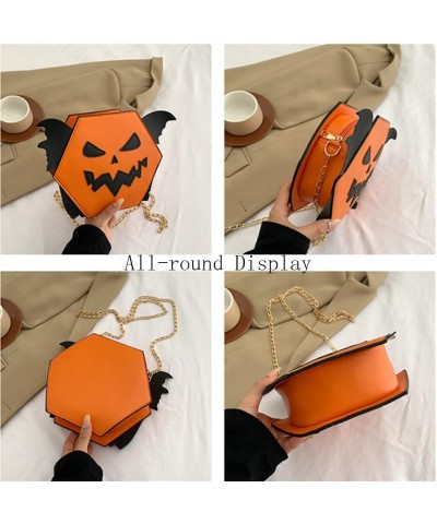 Fashion Pumpkin Crossbody Bag Halloween Devil Shoulder Bag for Women with Funny Bat Wing Design Black $10.11 Shoulder Bags