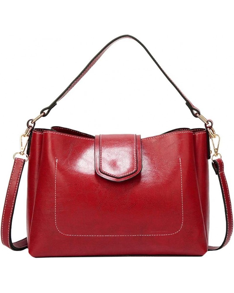 Womens Solid Shoulder Bag Large Ladies Smooth Leather Crossbody Bag Lightweight Purse Red $24.62 Totes