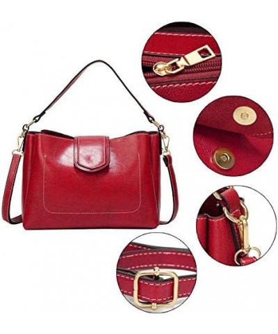 Womens Solid Shoulder Bag Large Ladies Smooth Leather Crossbody Bag Lightweight Purse Red $24.62 Totes