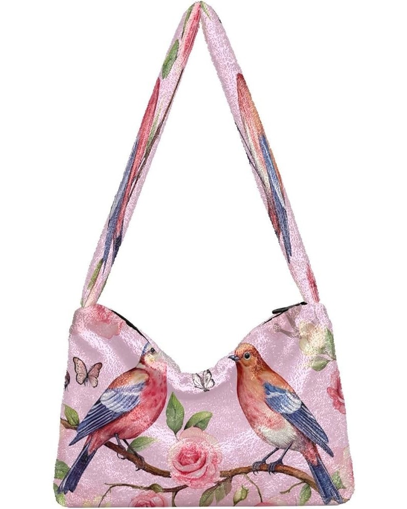 Black with a Constellation Shoulder Handbag, Soft Shoulder Bag, Autumn Handbags Pink With Birds and Roses-2 $14.24 Shoulder Bags