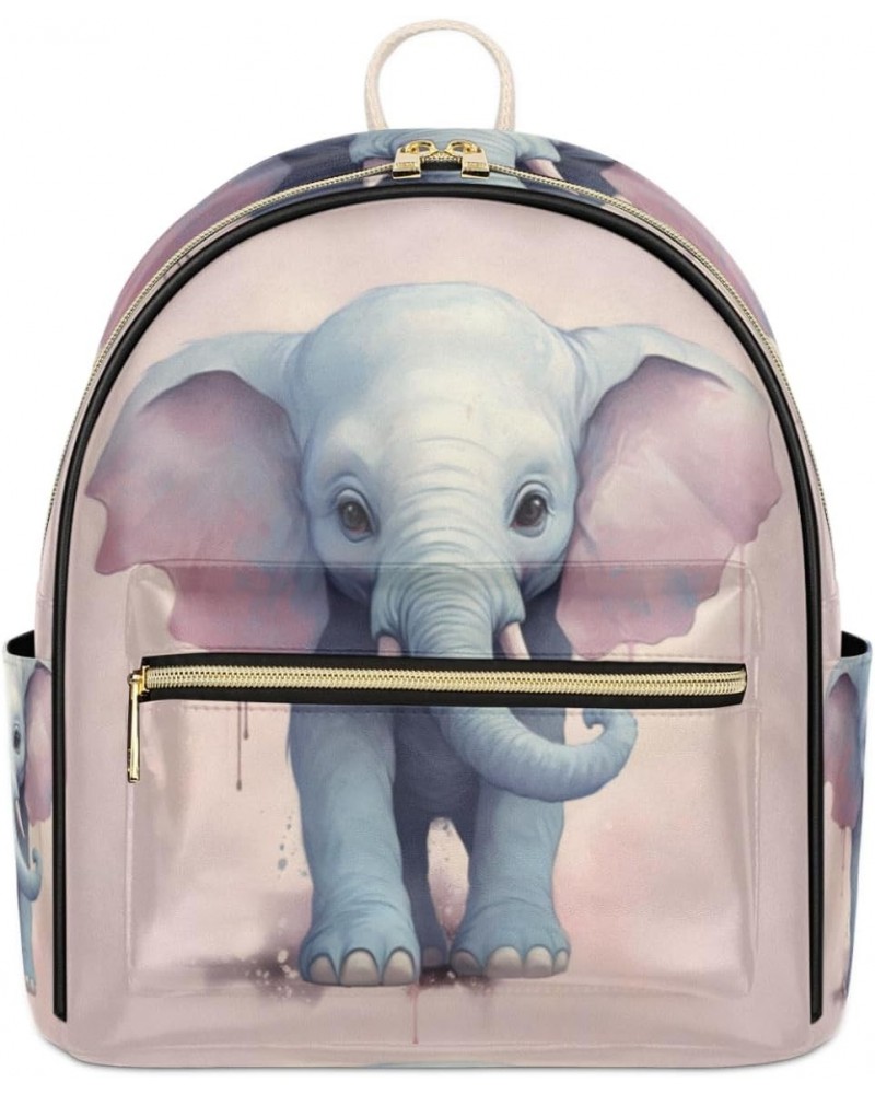 Elephant Print Backpack Purse for Women PU Leather Lightweight Ladies Shoulder Fashion Satchel Bags Travel Casual Daypack $22...