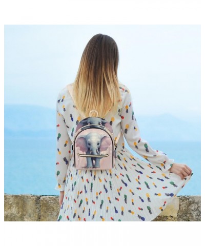 Elephant Print Backpack Purse for Women PU Leather Lightweight Ladies Shoulder Fashion Satchel Bags Travel Casual Daypack $22...