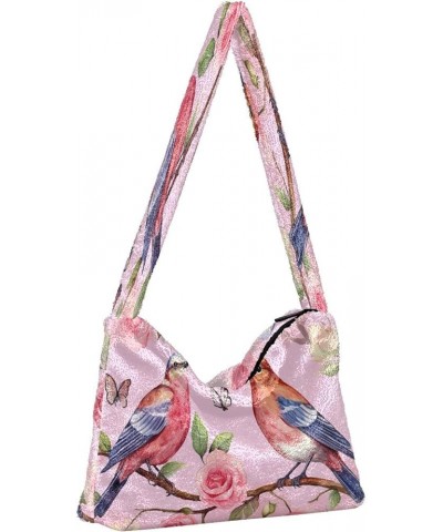 Black with a Constellation Shoulder Handbag, Soft Shoulder Bag, Autumn Handbags Pink With Birds and Roses-2 $14.24 Shoulder Bags