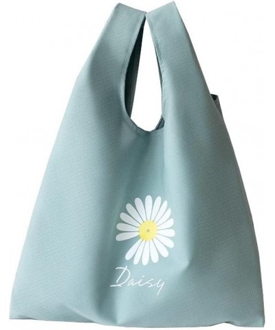 Daisy Canvas Tote Bag Large Capacity Floral Shoulder Bag for Women Cyan $11.19 Shoulder Bags