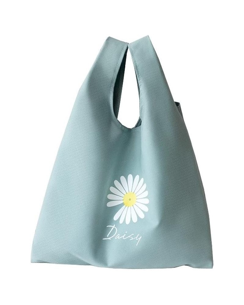 Daisy Canvas Tote Bag Large Capacity Floral Shoulder Bag for Women Cyan $11.19 Shoulder Bags