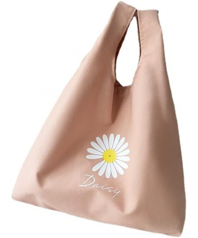 Daisy Canvas Tote Bag Large Capacity Floral Shoulder Bag for Women Cyan $11.19 Shoulder Bags