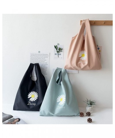 Daisy Canvas Tote Bag Large Capacity Floral Shoulder Bag for Women Cyan $11.19 Shoulder Bags