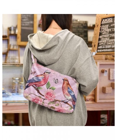 Black with a Constellation Shoulder Handbag, Soft Shoulder Bag, Autumn Handbags Pink With Birds and Roses-2 $14.24 Shoulder Bags