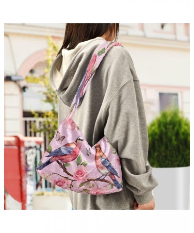 Black with a Constellation Shoulder Handbag, Soft Shoulder Bag, Autumn Handbags Pink With Birds and Roses-2 $14.24 Shoulder Bags