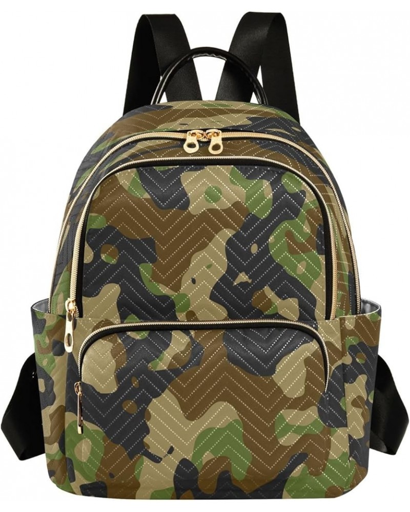 Green Black Camouflage Military Women Backpack Purse Ladies Fashion Shoulder Bag Daypack Travel Bag 7.5L Medium $13.02 Backpacks