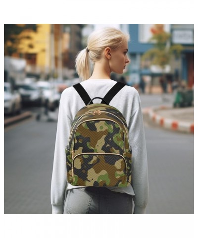 Green Black Camouflage Military Women Backpack Purse Ladies Fashion Shoulder Bag Daypack Travel Bag 7.5L Medium $13.02 Backpacks