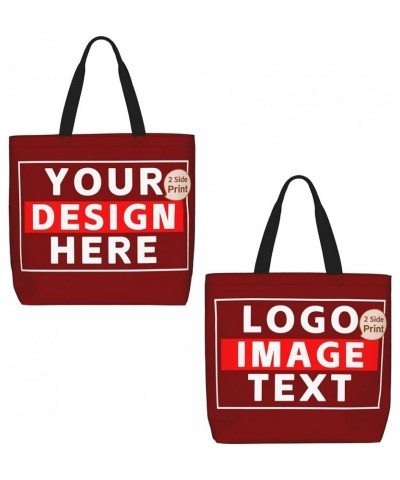 Custom Bags with Team Text Photo Logo Custom Tote Bags for Small Business Personalized Tote Bags In Bulk Women Girls Maroon $...