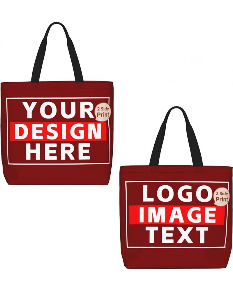 Custom Bags with Team Text Photo Logo Custom Tote Bags for Small Business Personalized Tote Bags In Bulk Women Girls Maroon $...