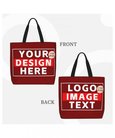 Custom Bags with Team Text Photo Logo Custom Tote Bags for Small Business Personalized Tote Bags In Bulk Women Girls Maroon $...