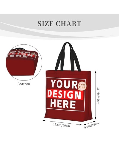 Custom Bags with Team Text Photo Logo Custom Tote Bags for Small Business Personalized Tote Bags In Bulk Women Girls Maroon $...