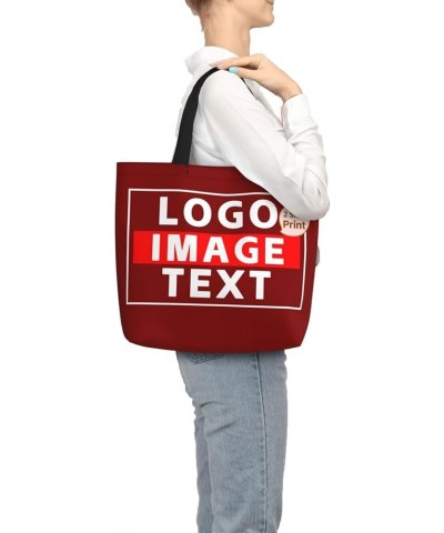 Custom Bags with Team Text Photo Logo Custom Tote Bags for Small Business Personalized Tote Bags In Bulk Women Girls Maroon $...