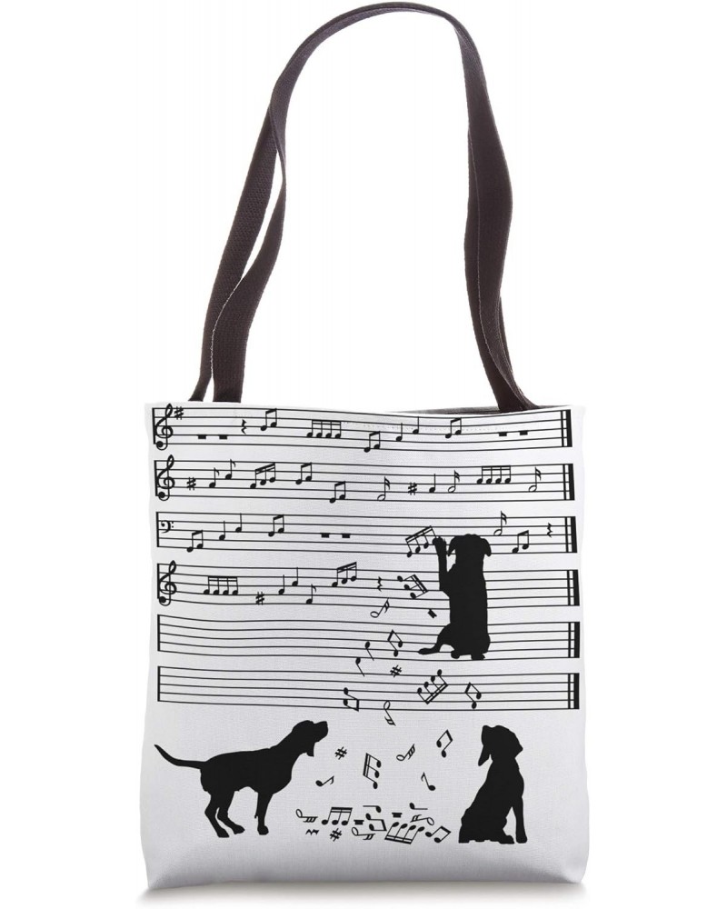 Cute Canine Dog Musical Note Clef Musician Tote Bag $12.25 Totes