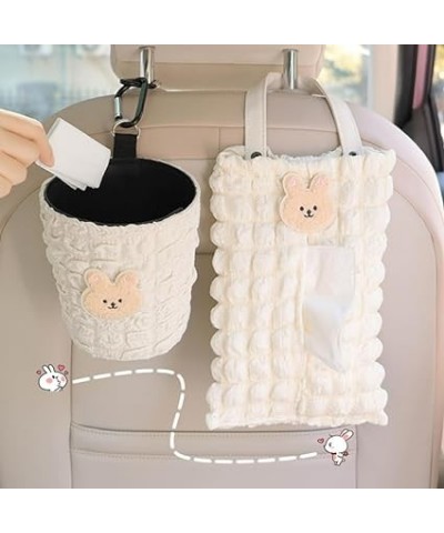 Lace Puff Lattice Car Trash Can for Backseat Hanging Bunny Camellia Milky Sunflower Bow Embroidered Bear Car Tissue Holder Ca...