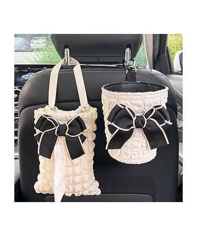 Lace Puff Lattice Car Trash Can for Backseat Hanging Bunny Camellia Milky Sunflower Bow Embroidered Bear Car Tissue Holder Ca...